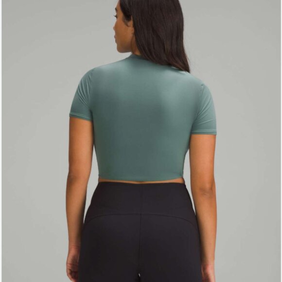 Wundermost Ultra-Soft Nulu Crewneck Cropped T-Shirt in Medium Forest - Picture 2 of 4